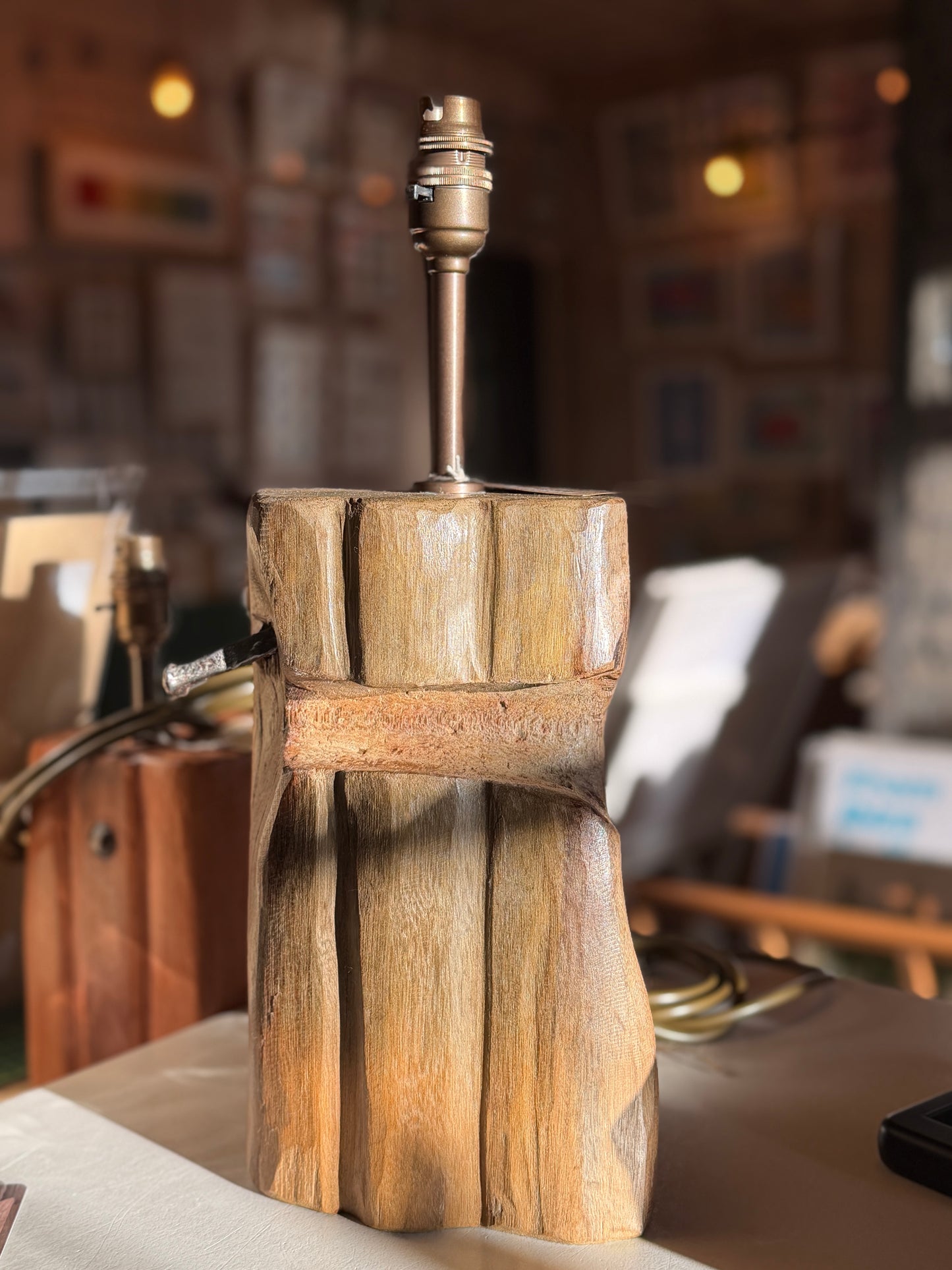 Driftwood lamp base (#45)