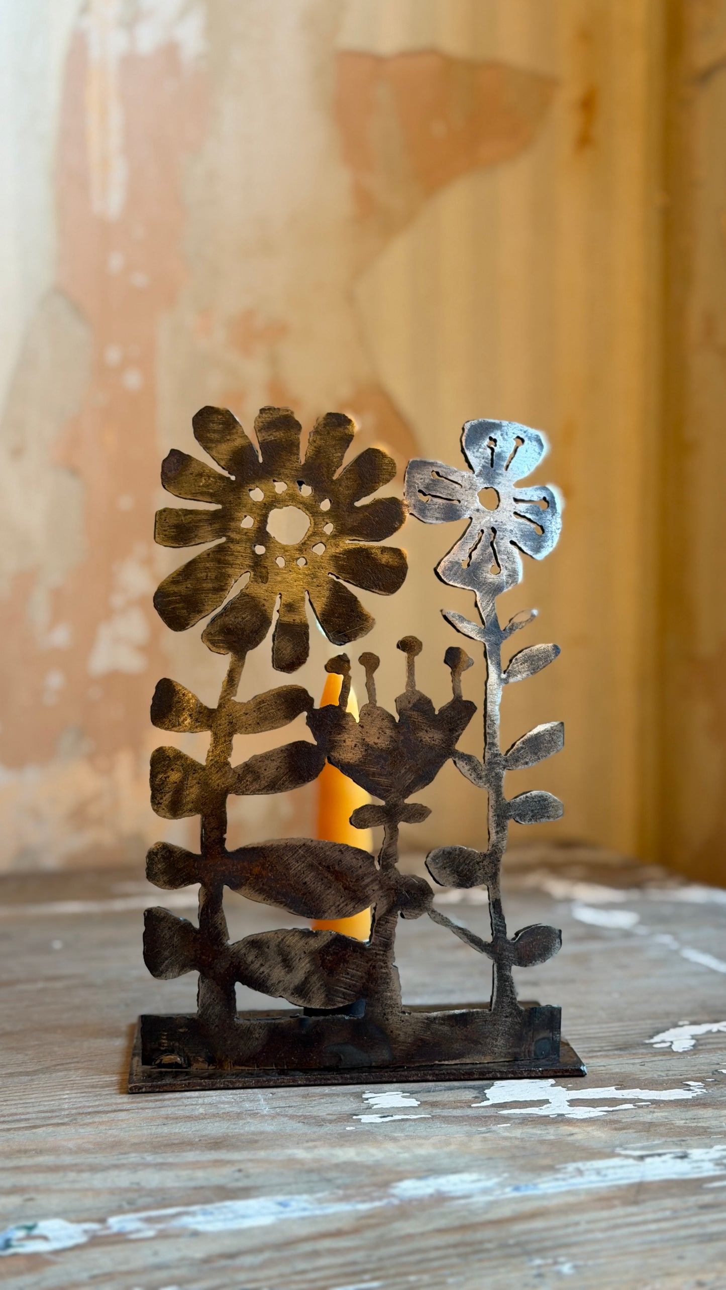 Steel Flowers Candle Holder