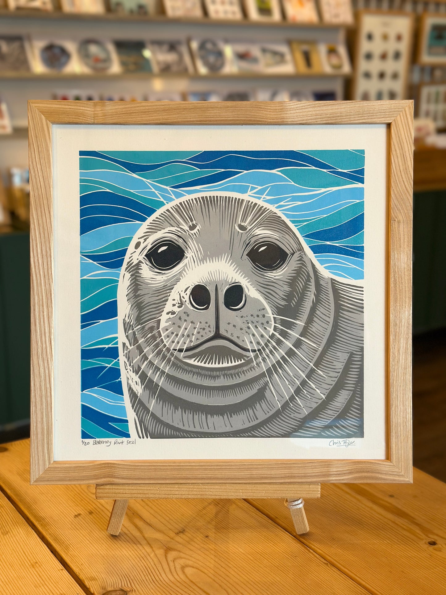 Blakeney Point Seal - linocut print