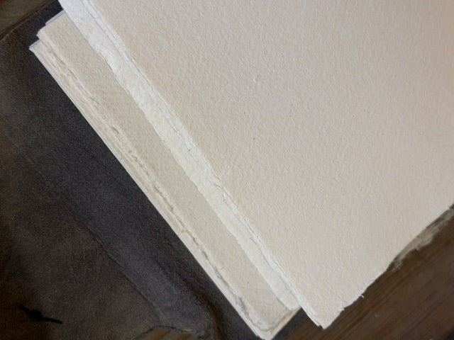 Grey Leather Book - khaki paper