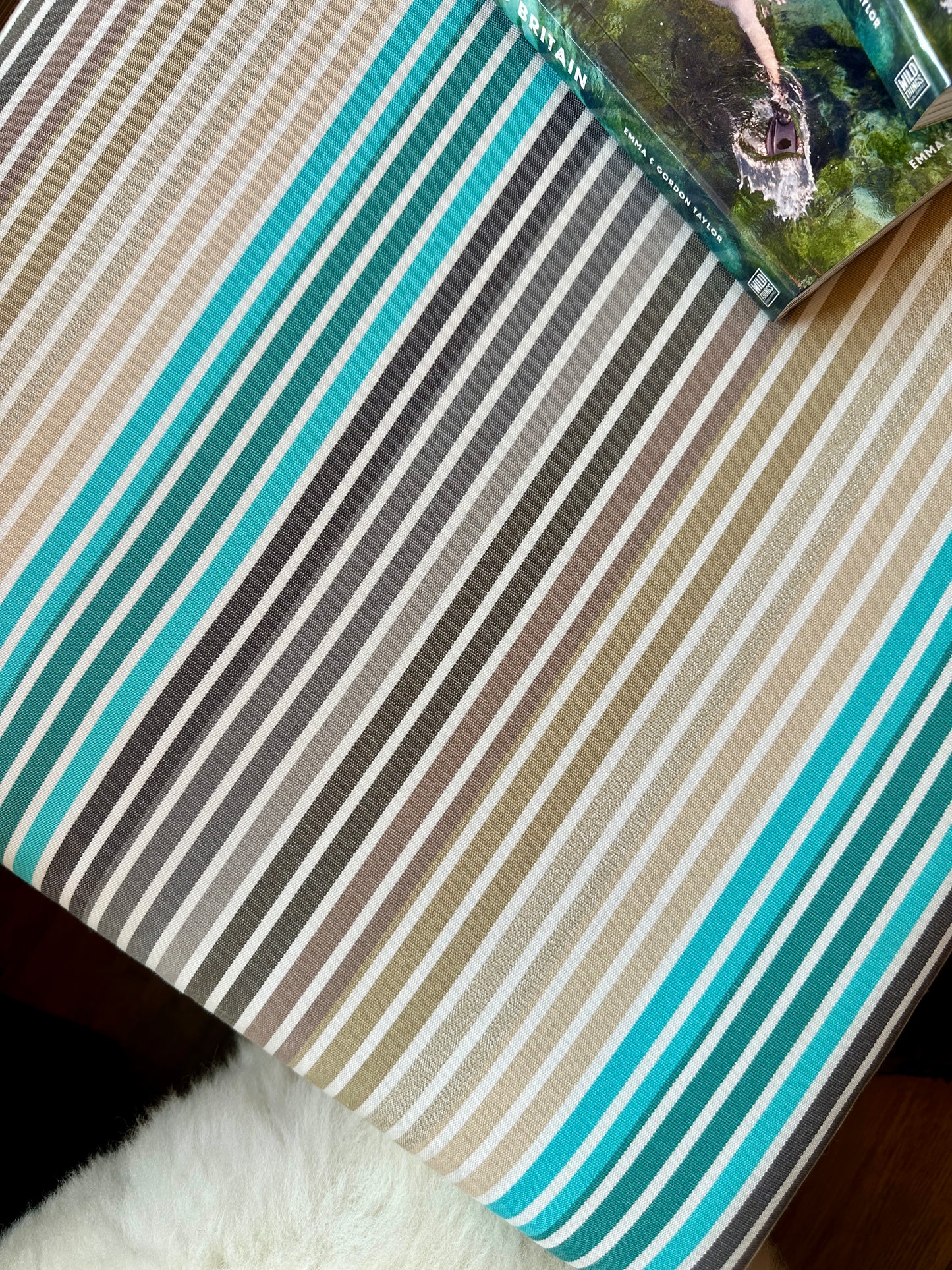 Blanket Box/Footrest - Upholstered with coastal stripes