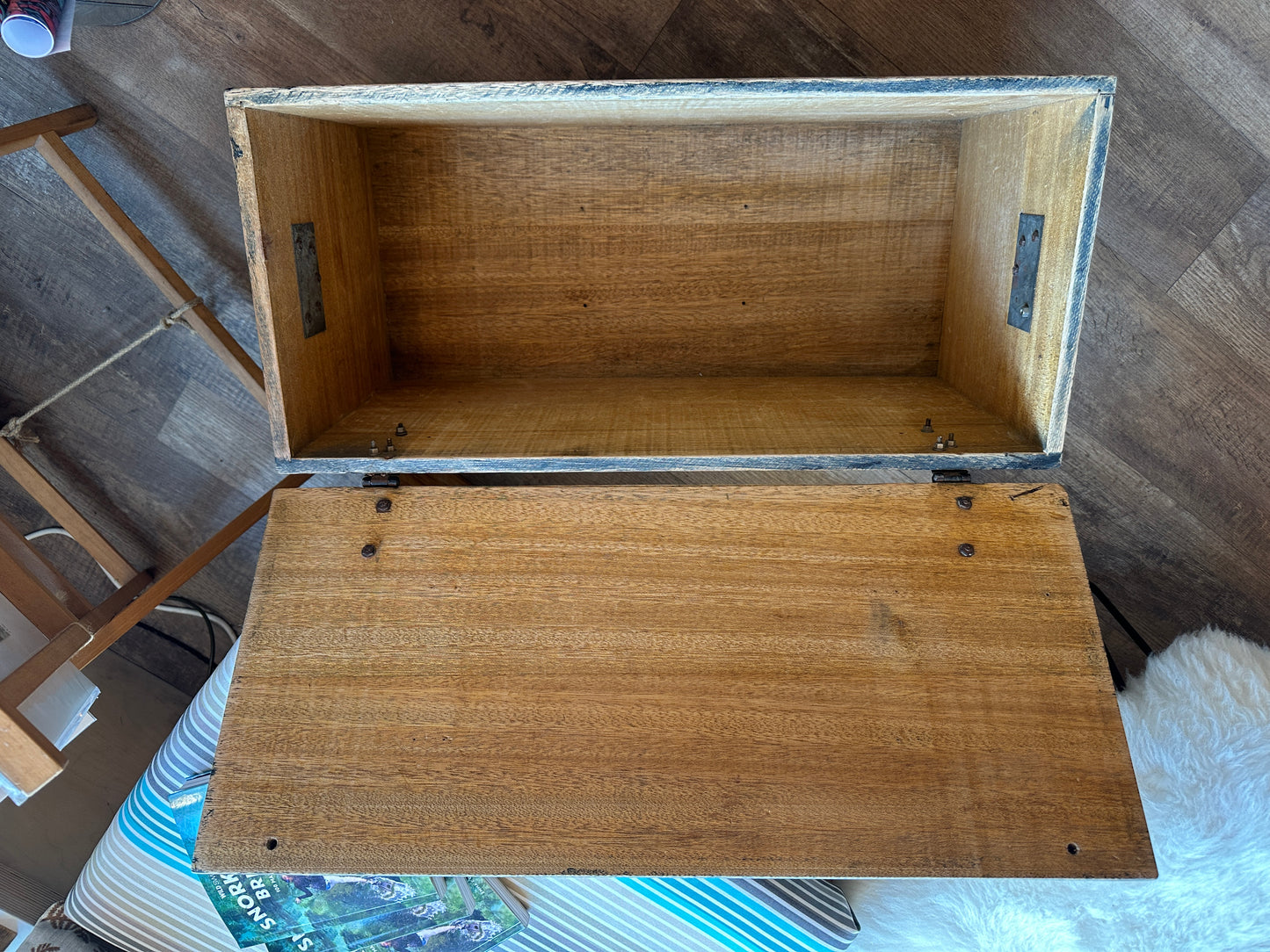 Vintage wooden storage box - hardwood vintage tool box