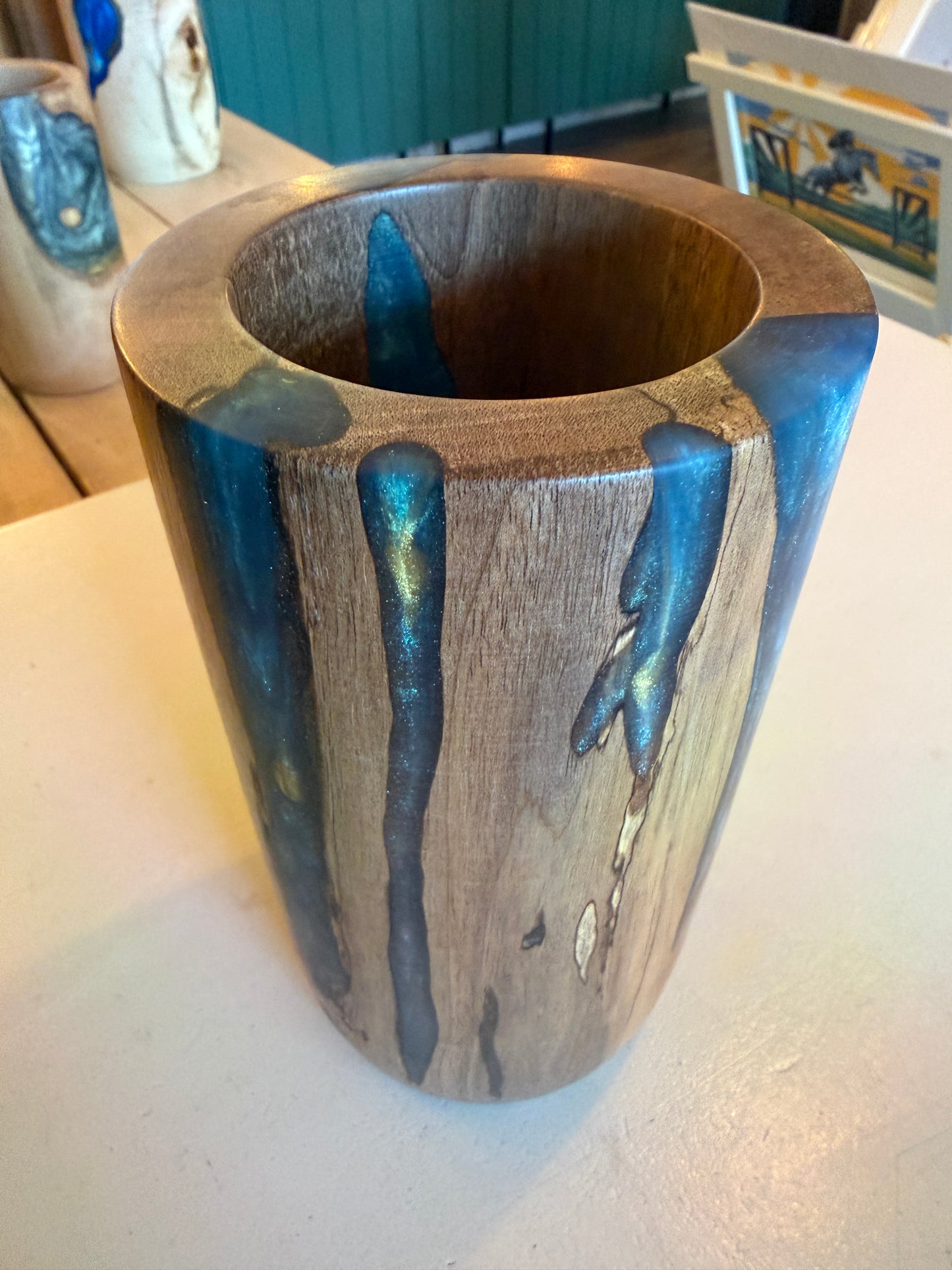 American Walnut wood & Resin Vase