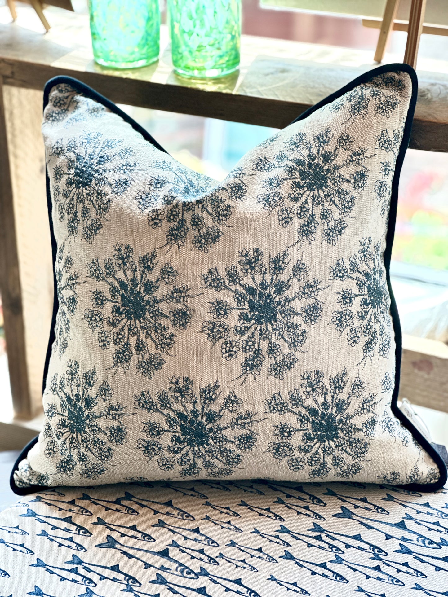 Square natural dye print cushion