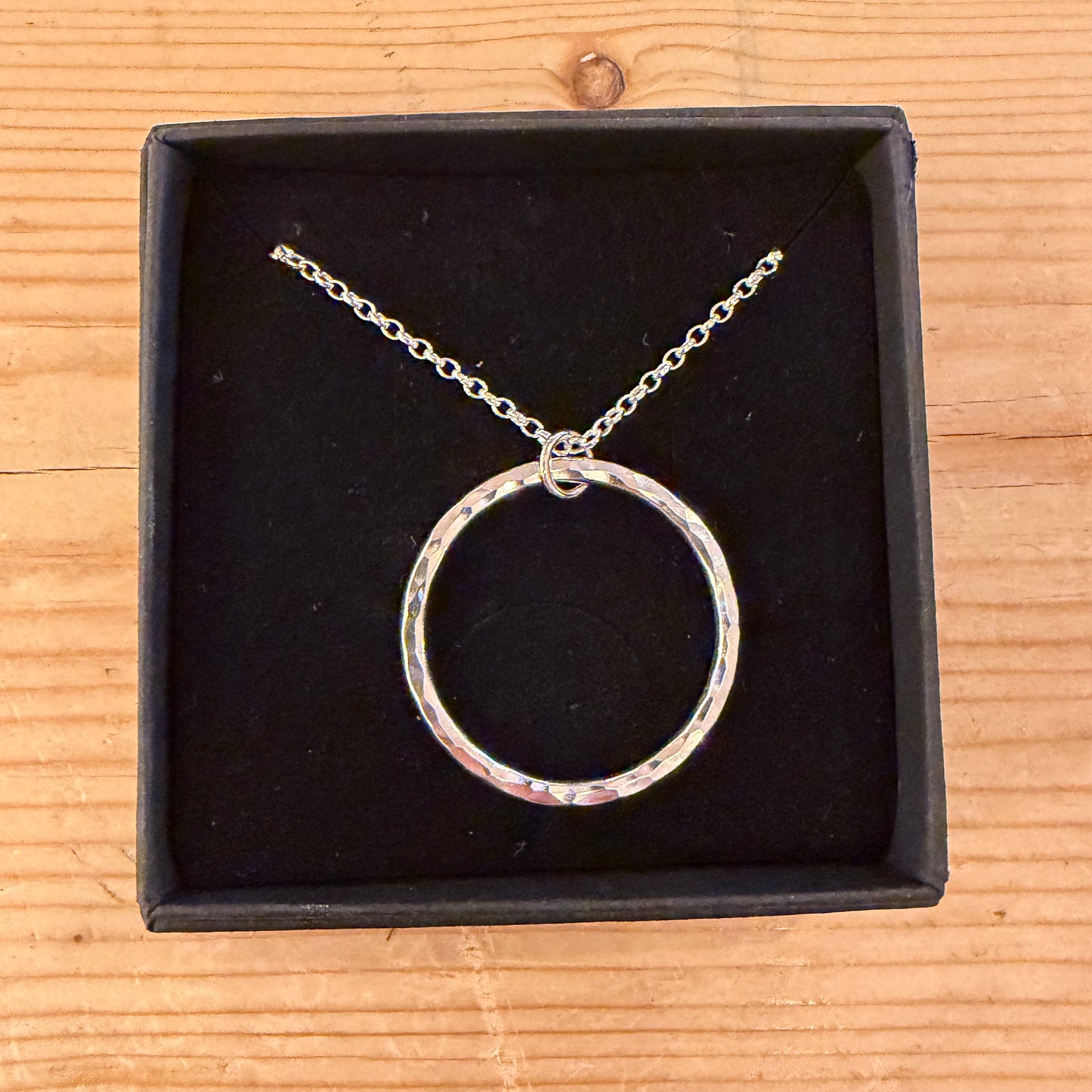 Stirling Large Hammered Circle Pendant