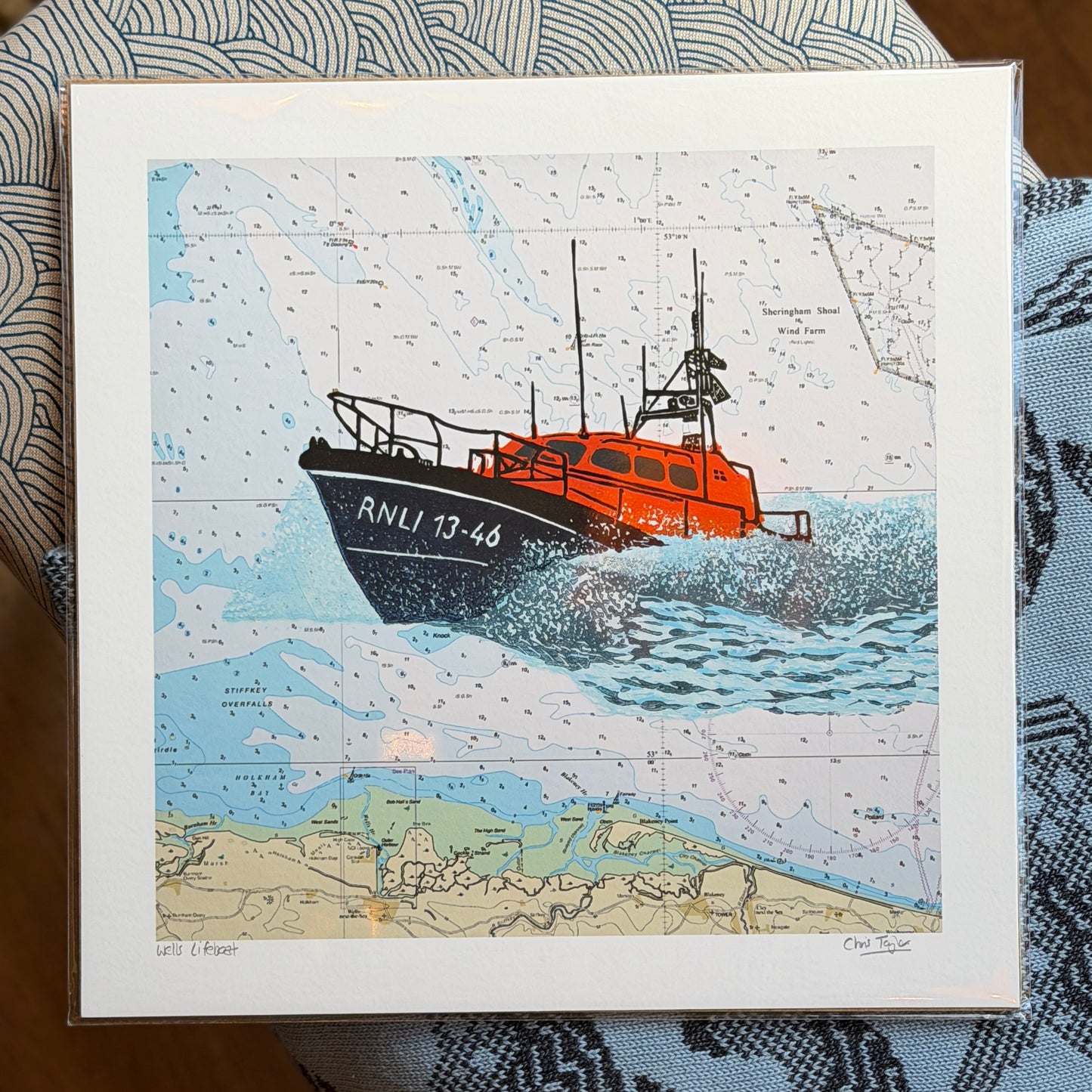 Wells Lifeboat Linocut print design - giclee print