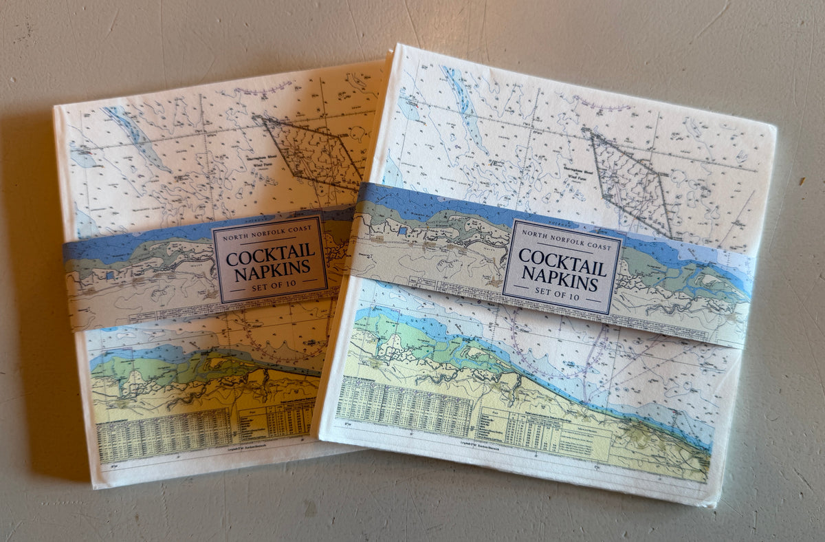 North Norfolk Nautical Chart Cocktail Napkins - pack of 10