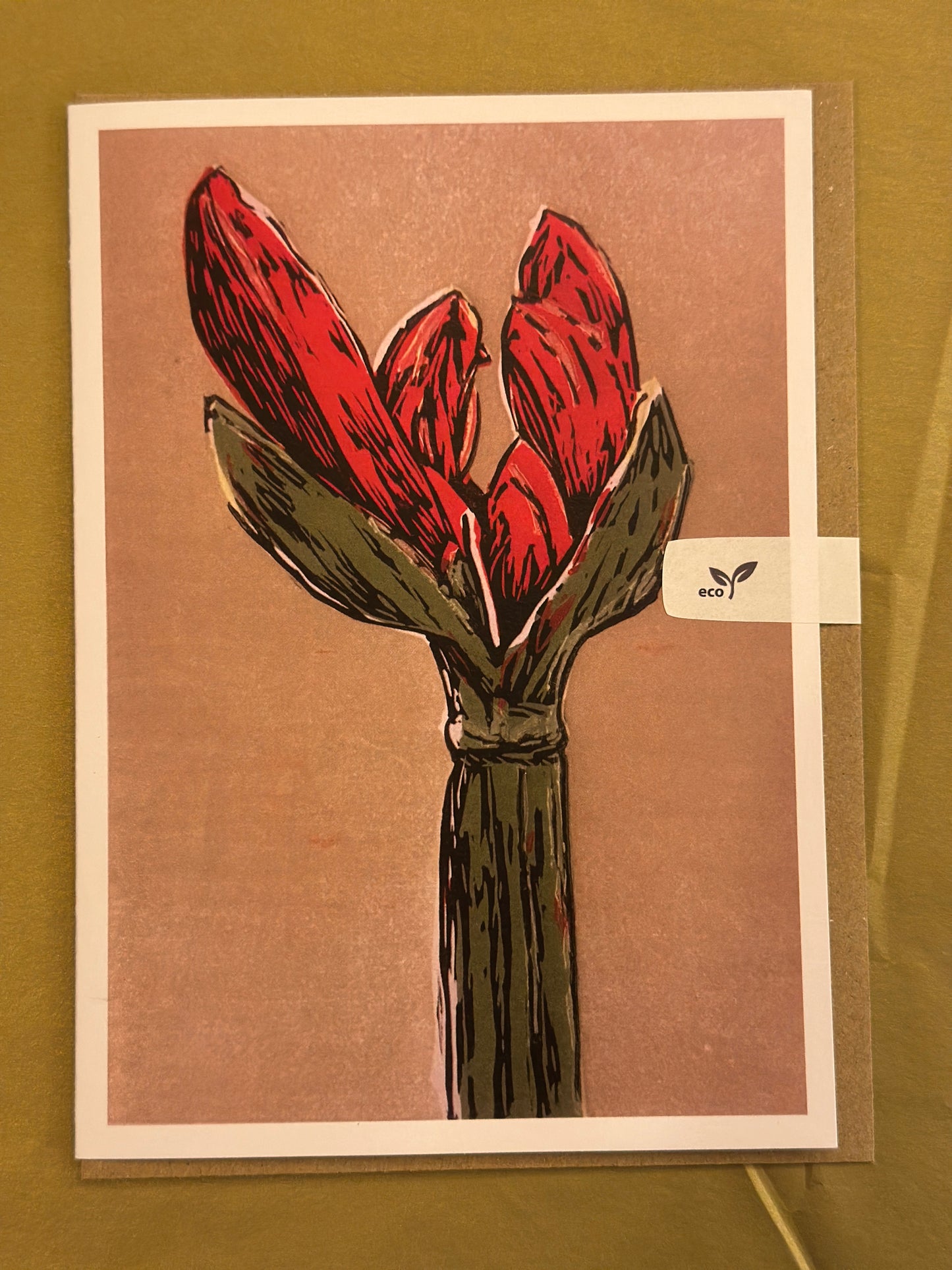 Amaryllis - Linocut Card