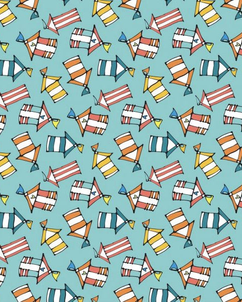 Thea Cutting Beach Hut Gift wrap seaside print design