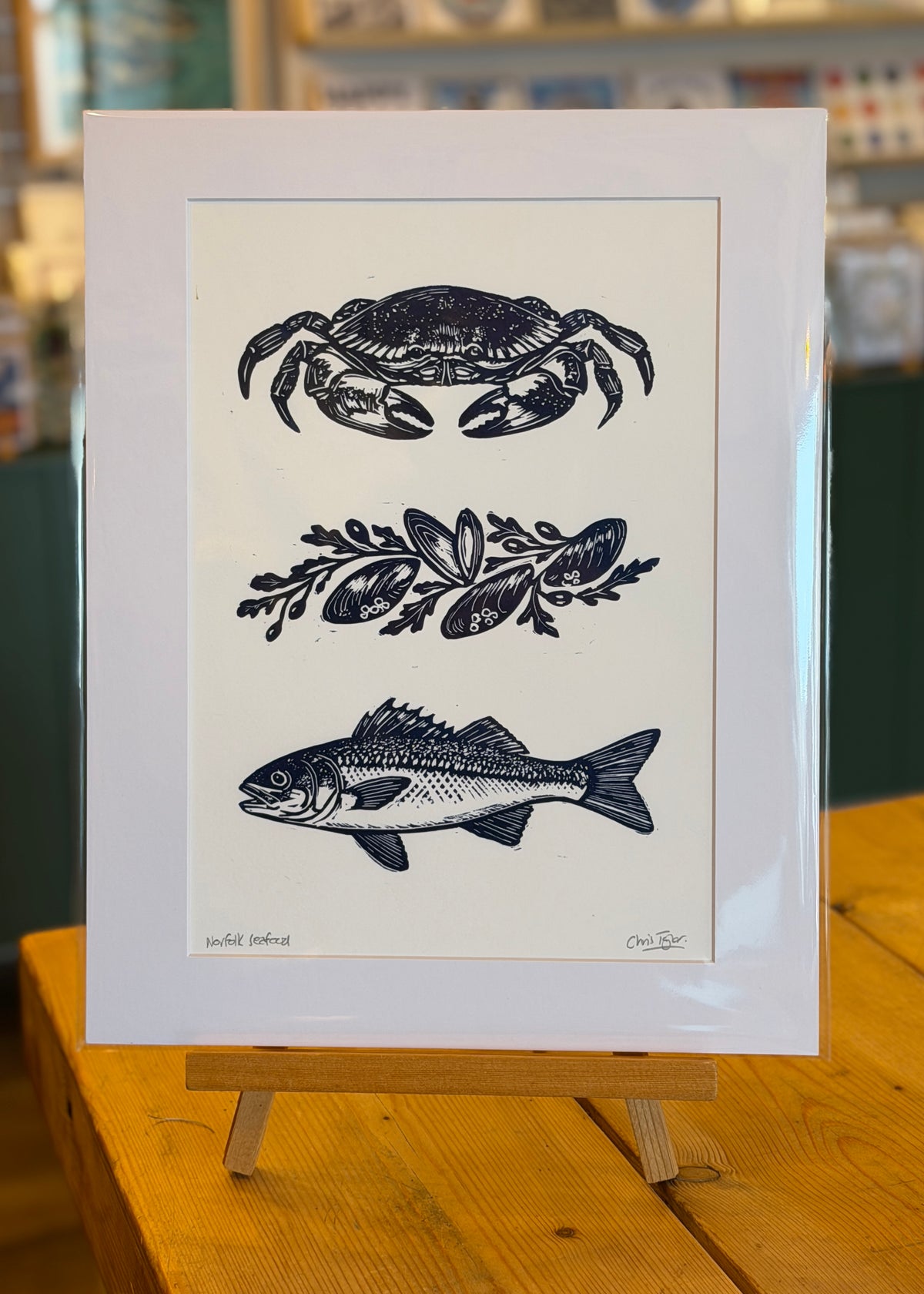 North Norfolk's Seafood/Marine Life linocut prints