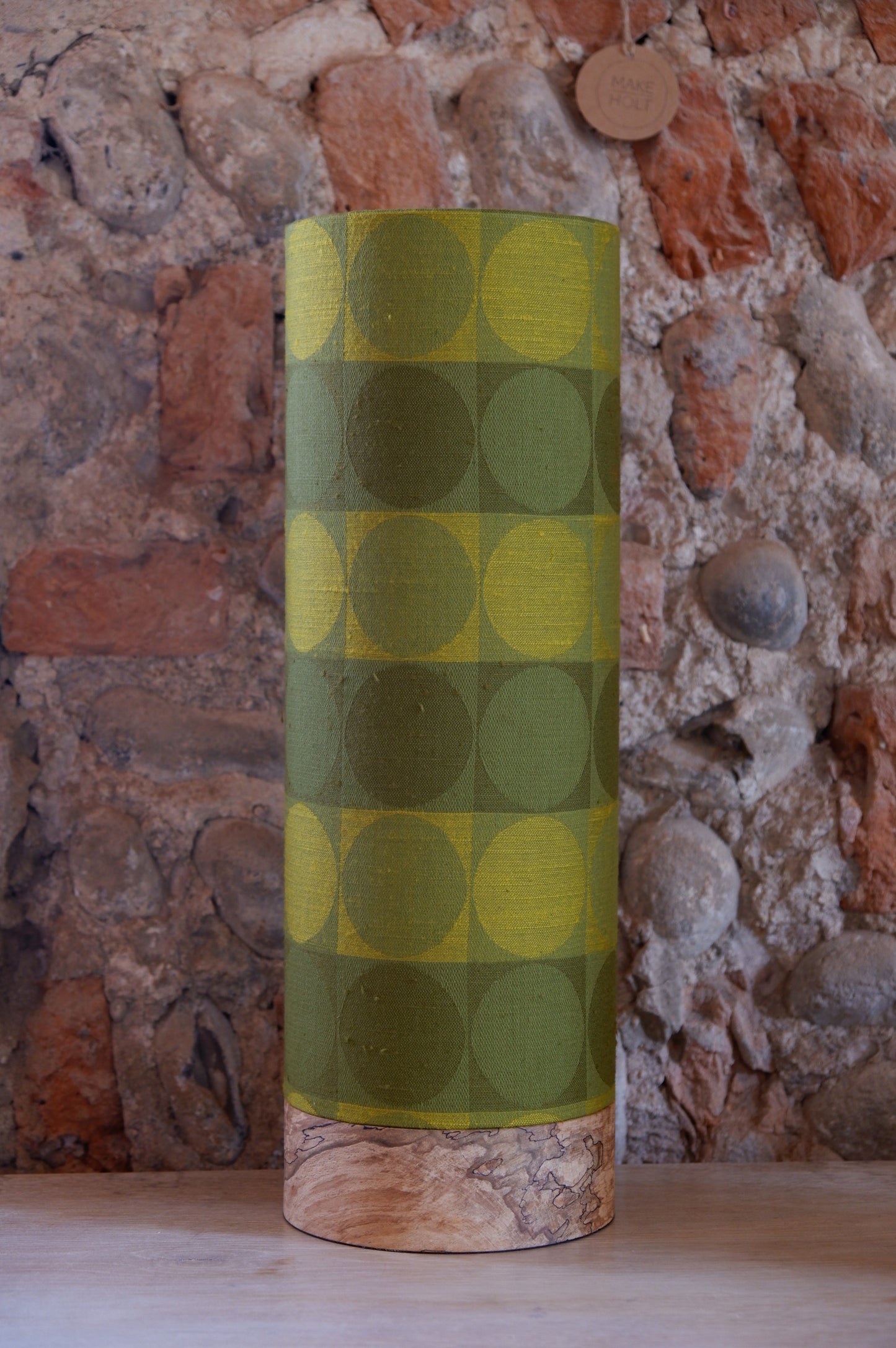 Tube Lamp with Green Circles 60s Fabric Lampshade