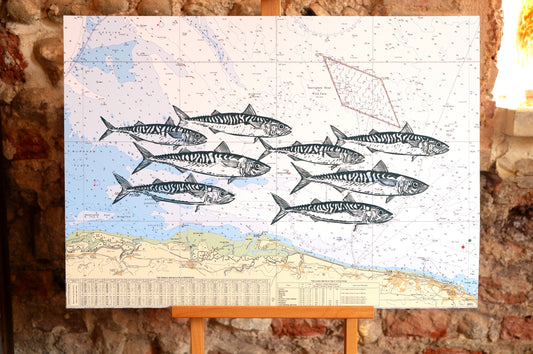 8 Mackerel Lino Print on North Norfolk chart