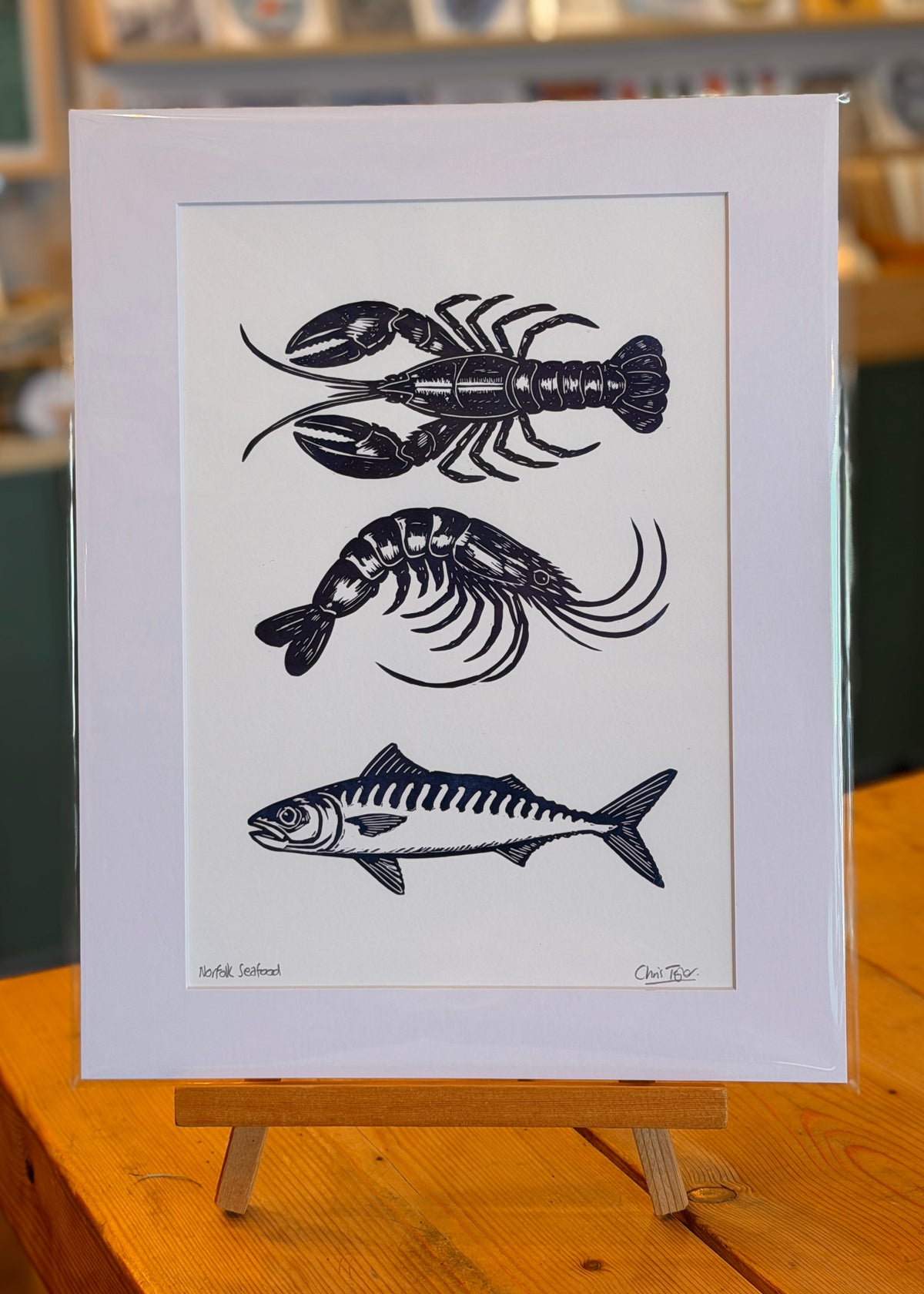 North Norfolk's Seafood/Marine Life linocut prints