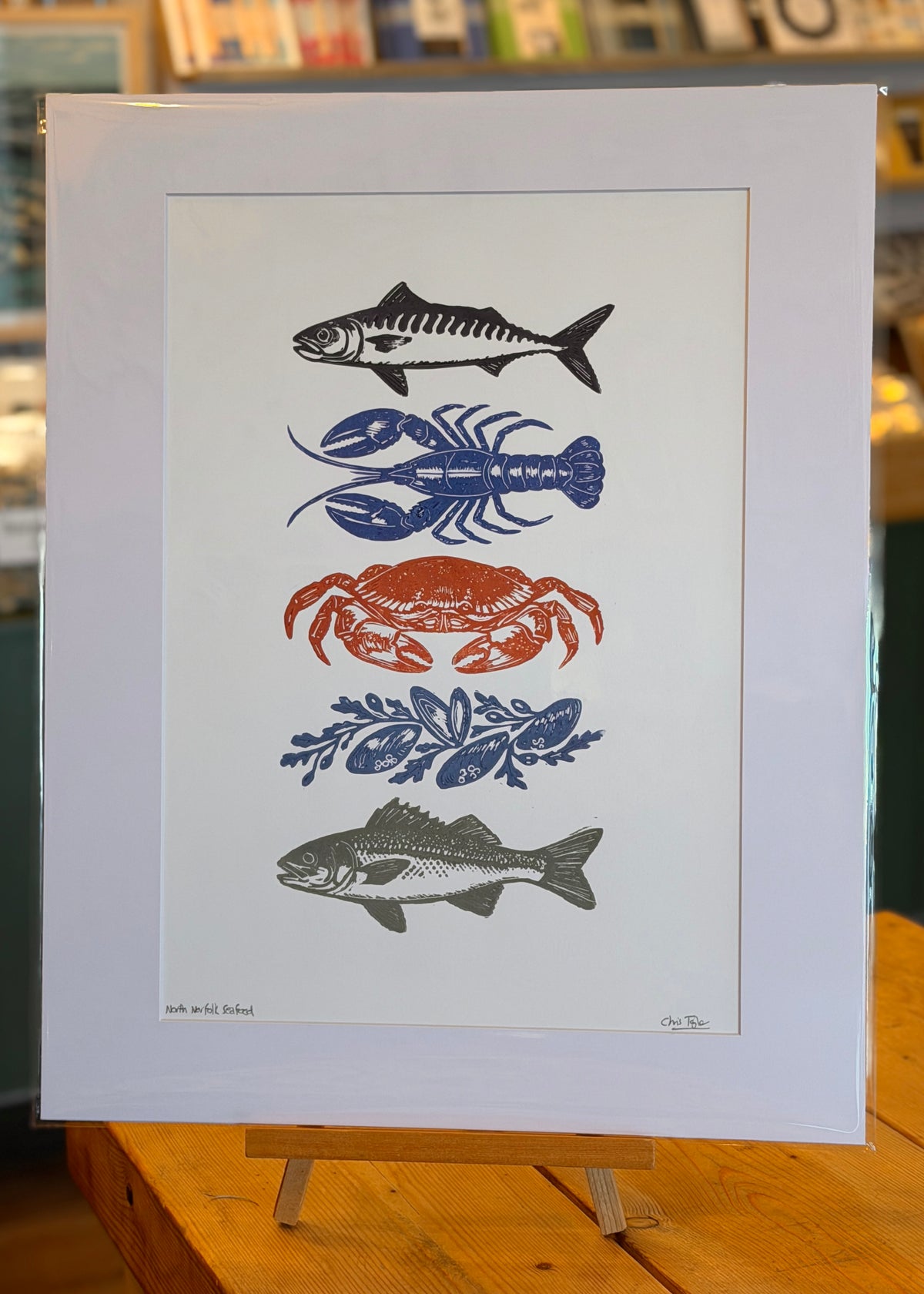 North Norfolk's Seafood/Marine Life linocut prints