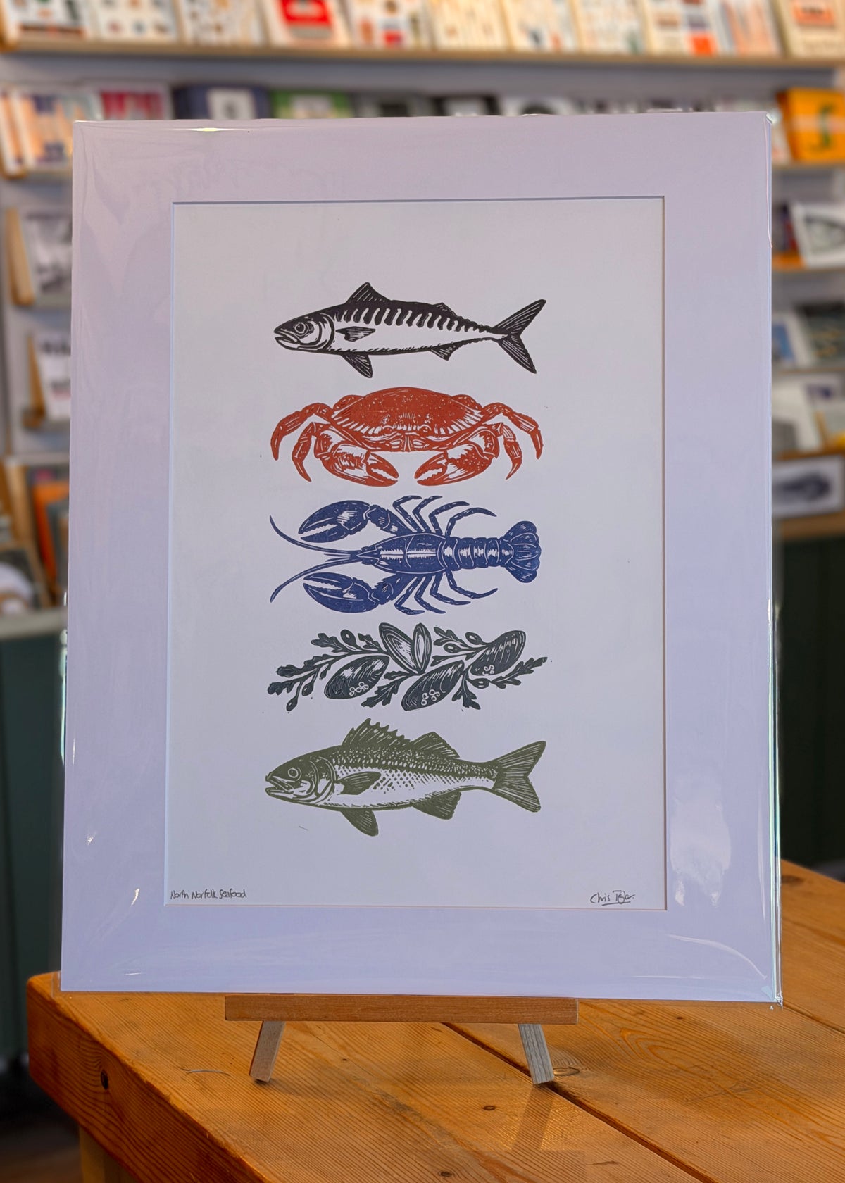 North Norfolk's Seafood/Marine Life linocut prints