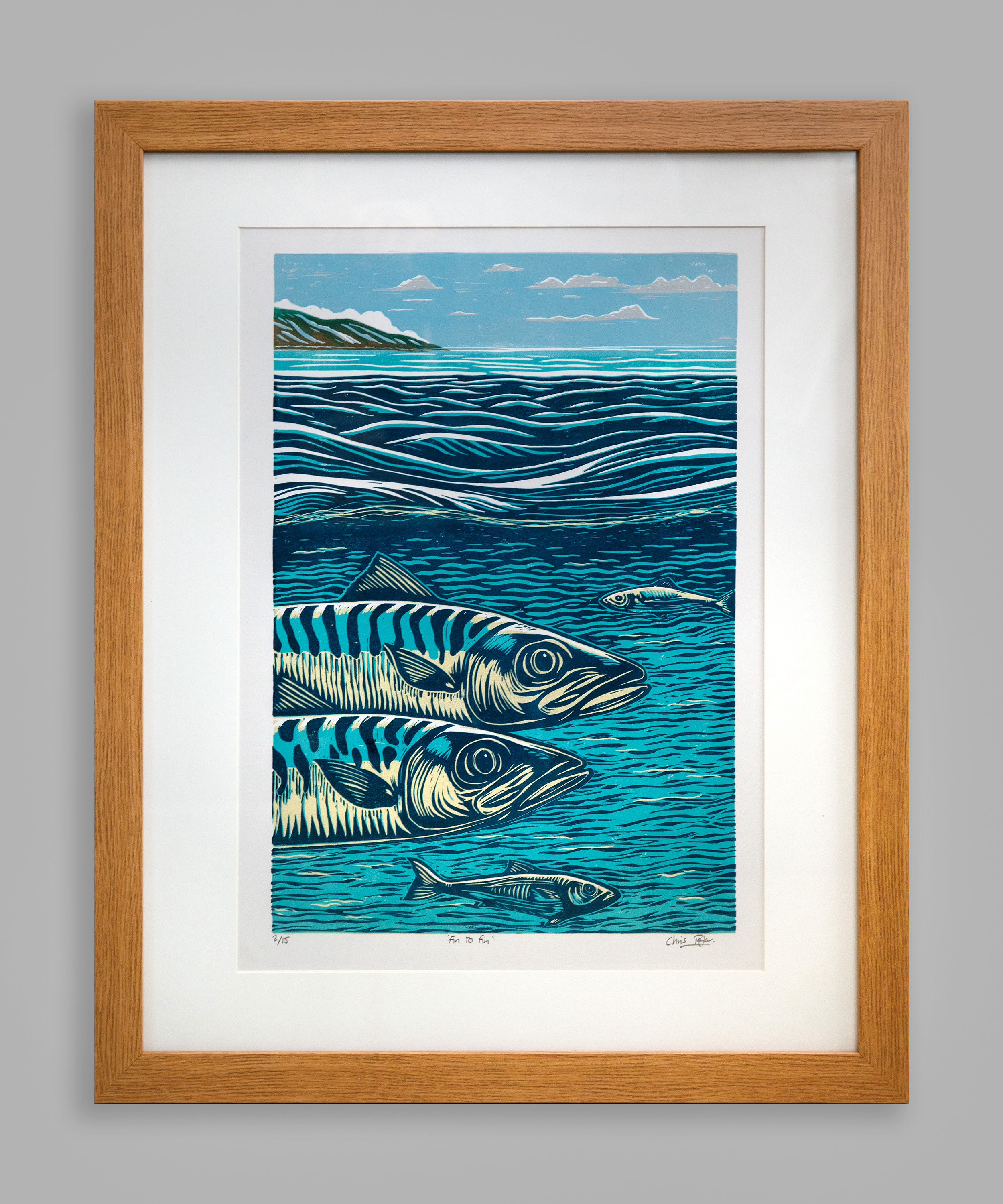 Fin to Fin Lino Print - Mackerel above & below - A3 – MAKE HOLT
