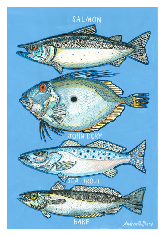 Four Fish Blue Giclee Print