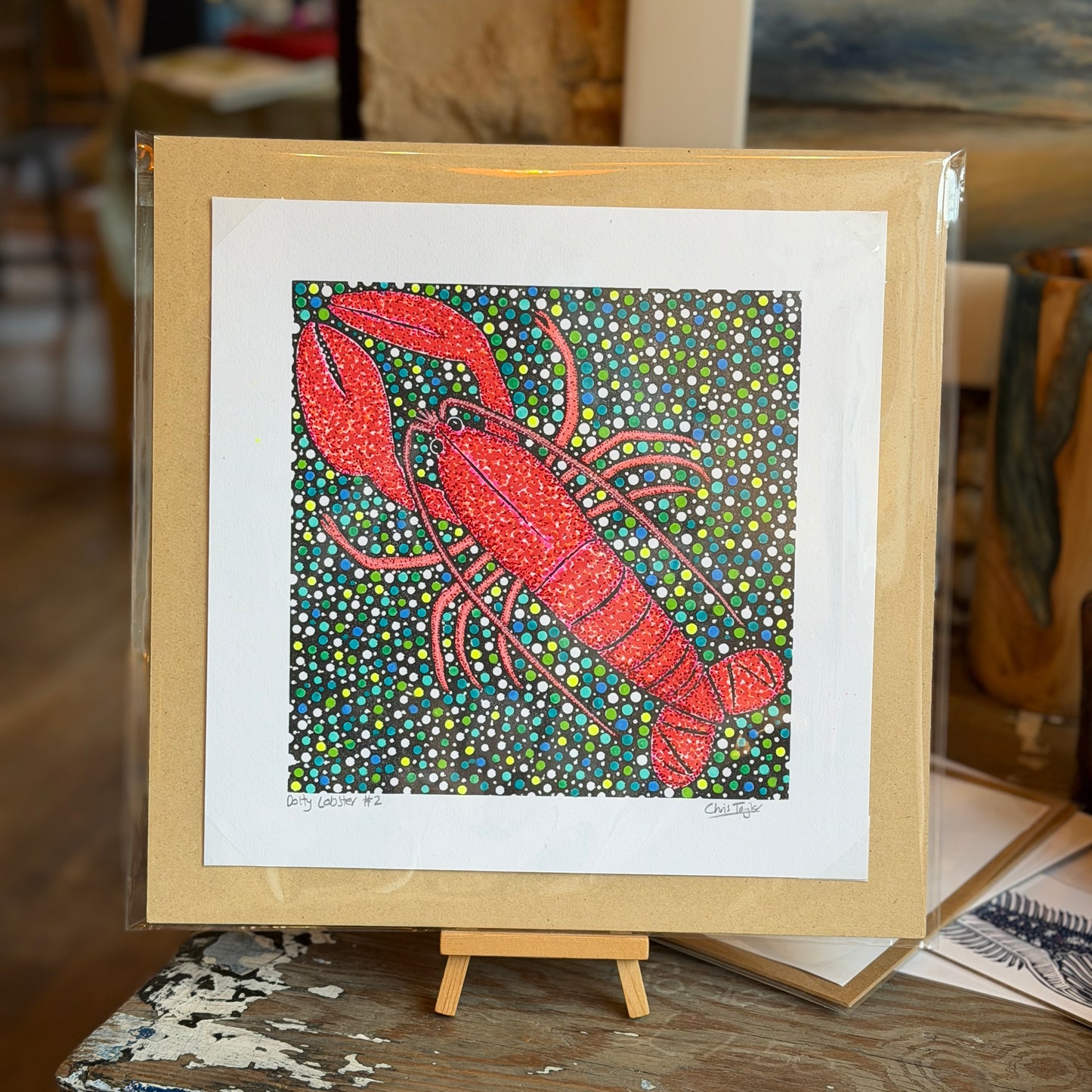 The dotty lobster - mixed media original print