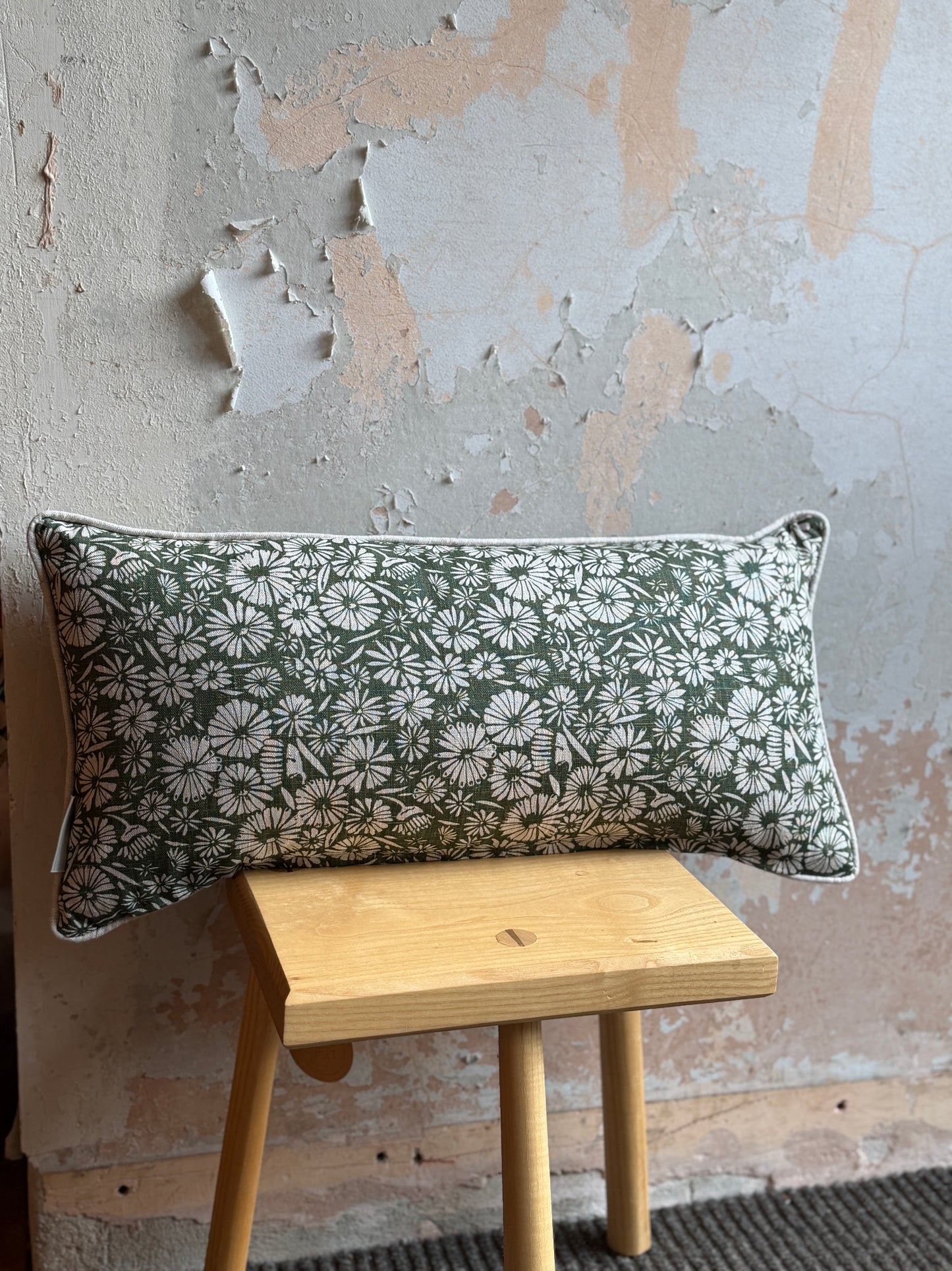 Oblong natural dye print cushion