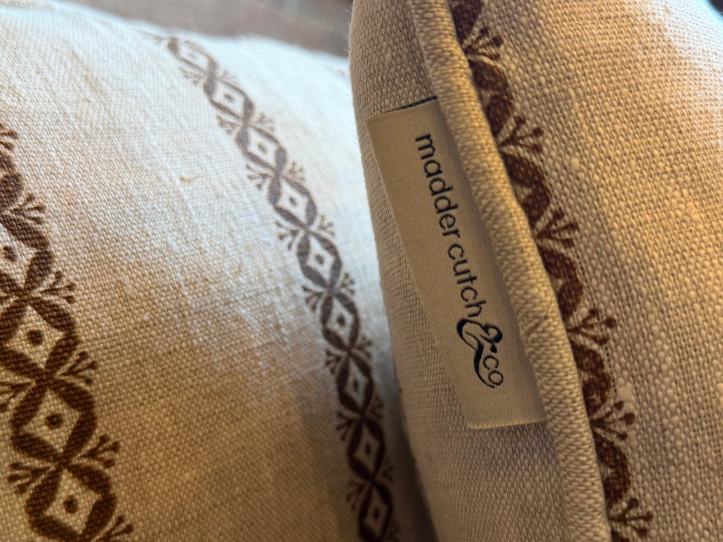 Oblong natural dye print cushion