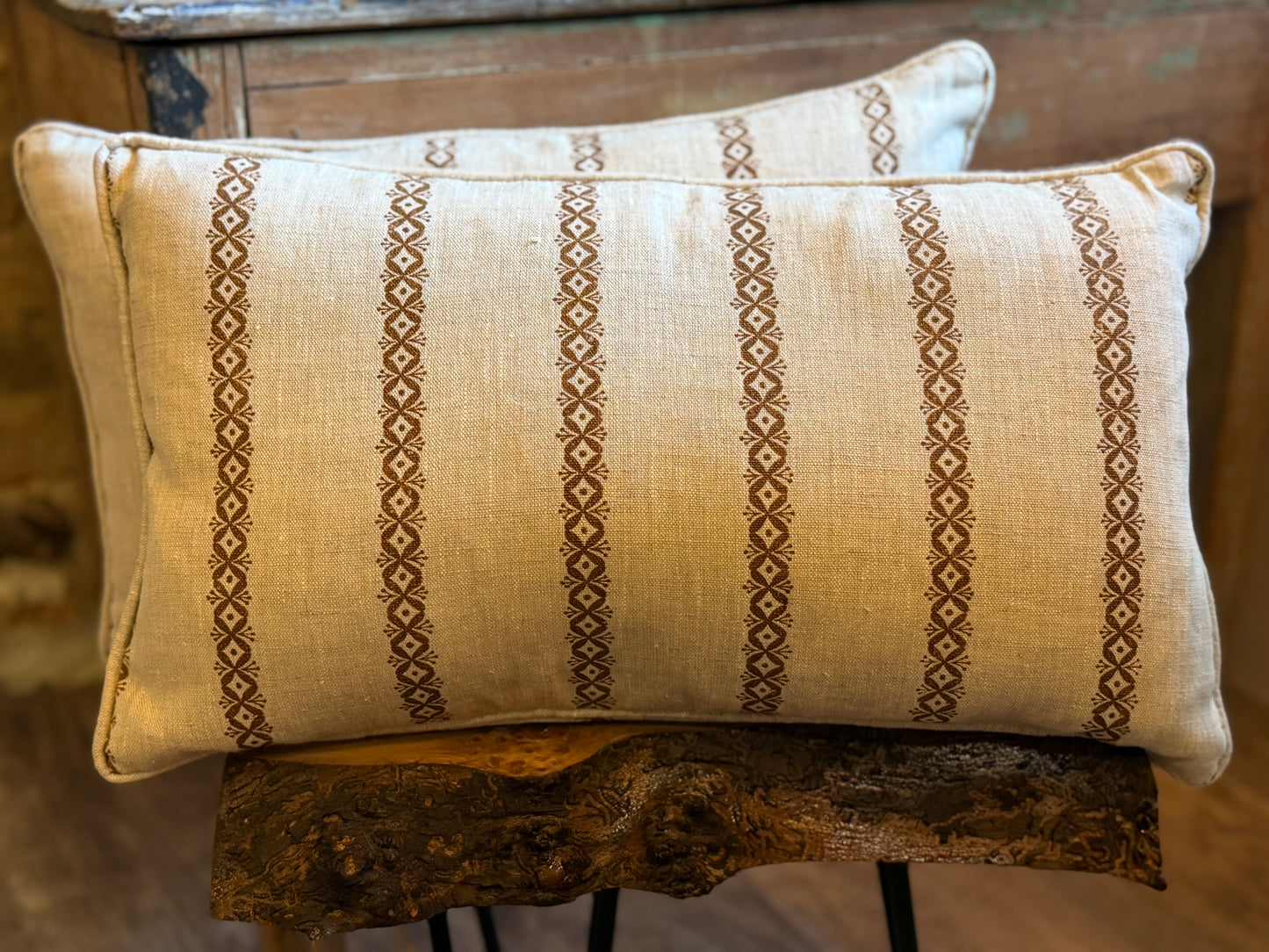 Oblong natural dye print cushion