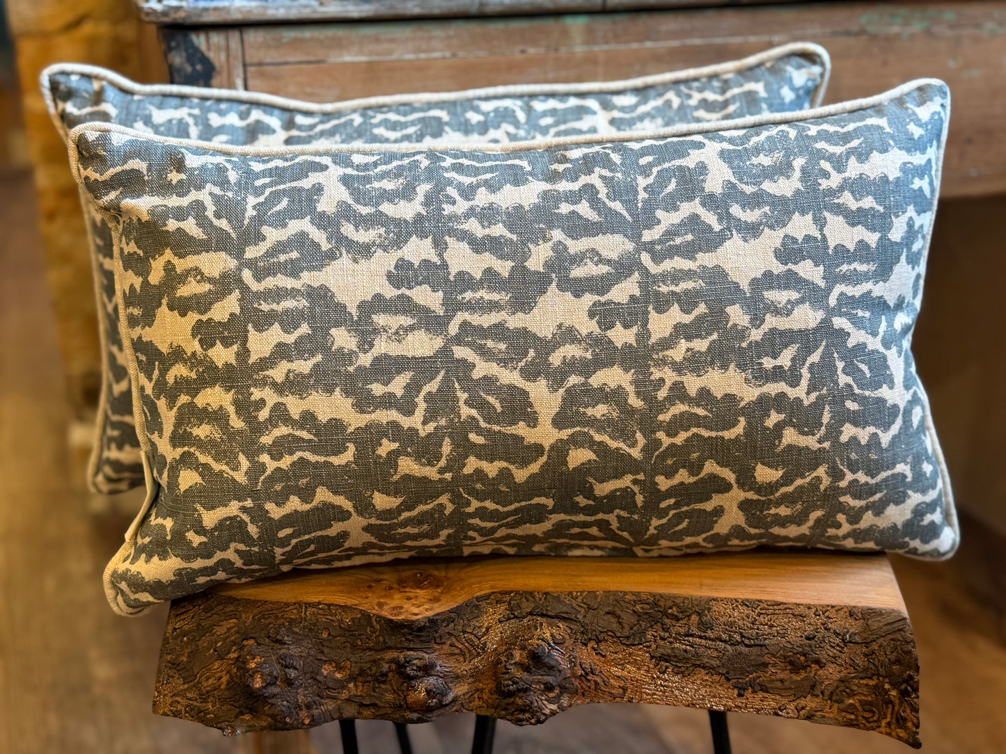 Oblong natural dye print cushion