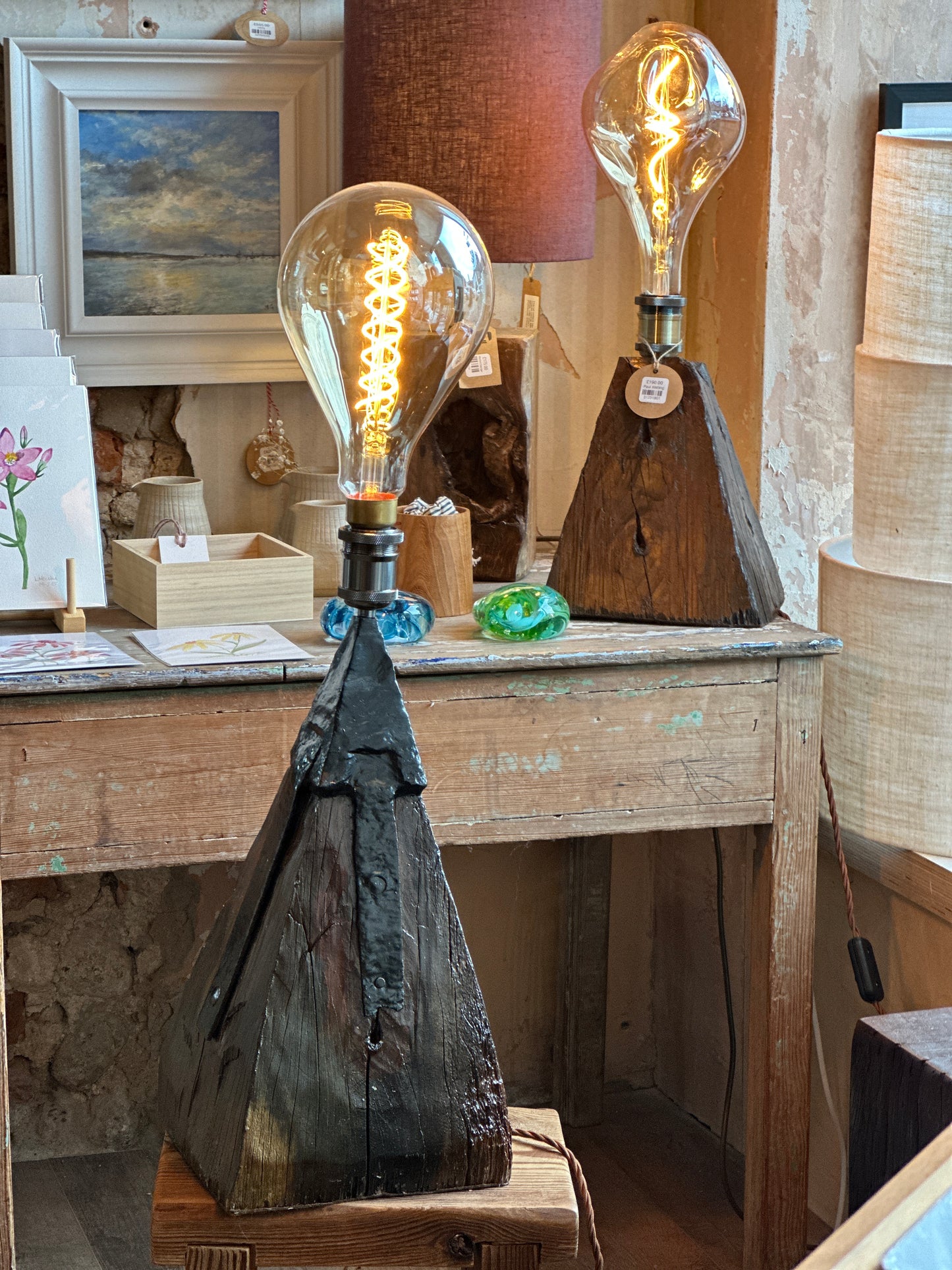 Cromer Lamps with Original Wrought Steel Topper and Detail