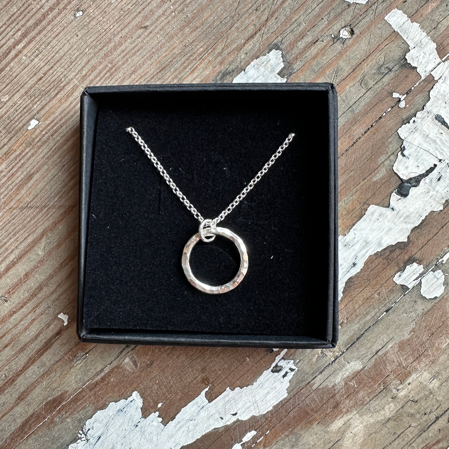 Sterling silver 17mm small hammered hoop pendant