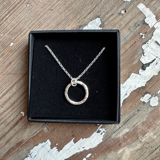 Sterling silver 12mm small hammered hoop pendant - MB1163