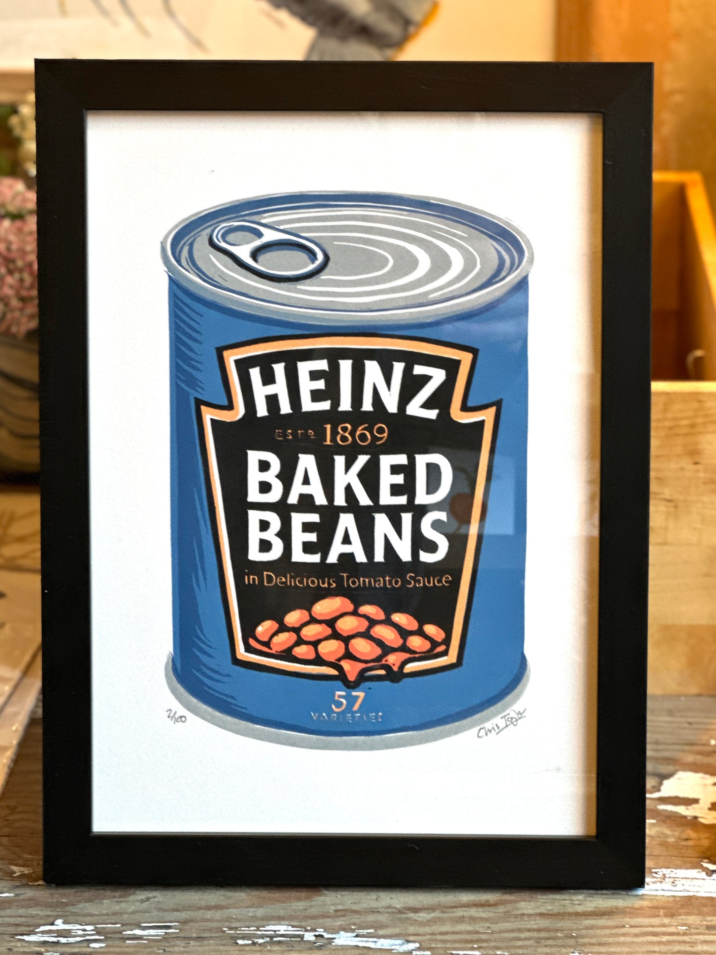 Heinz Beans - six colour  linocut print A4