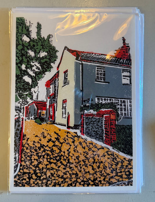 Sunny corner linocut design - card