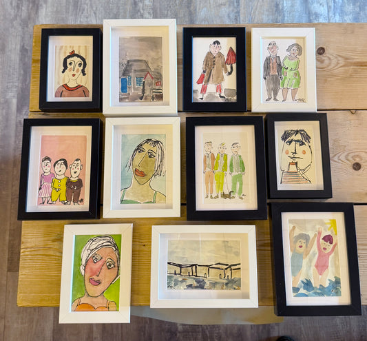 Small framed Wacky Woman original paintings - various