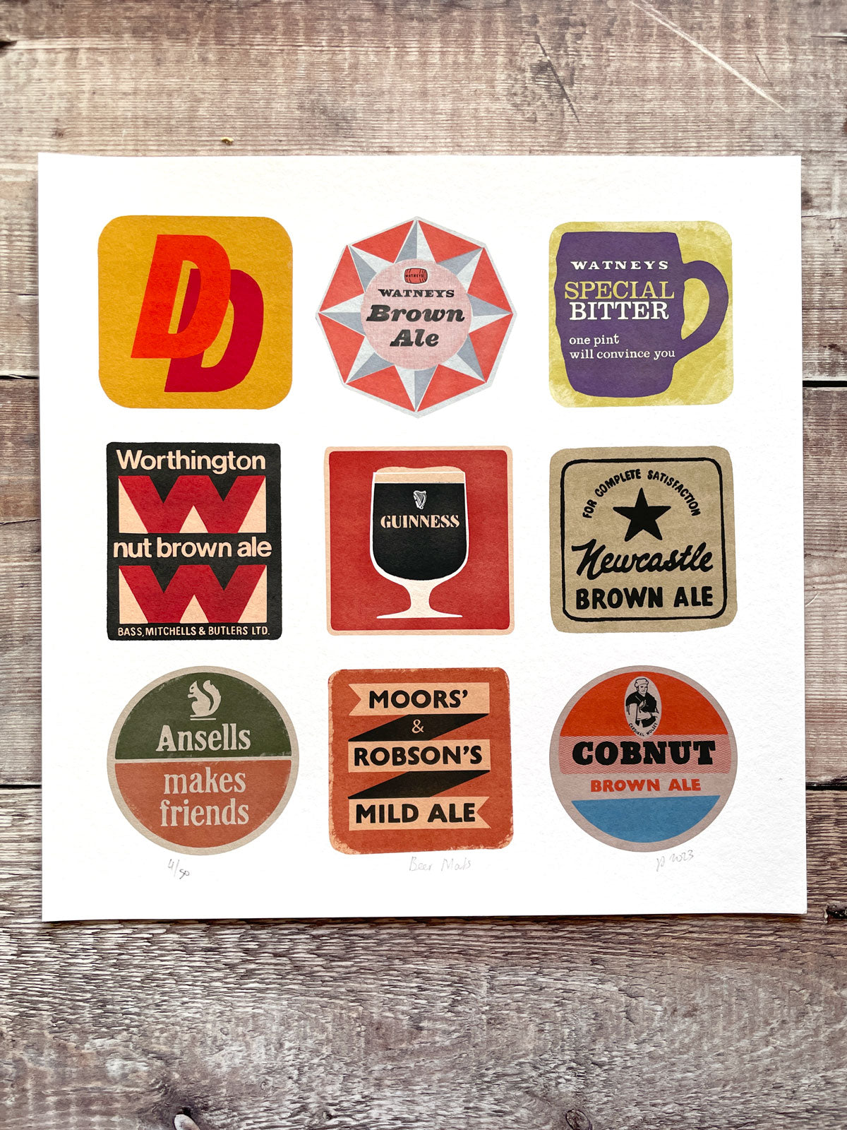 Beer Mats Limited Edition Giclee Print