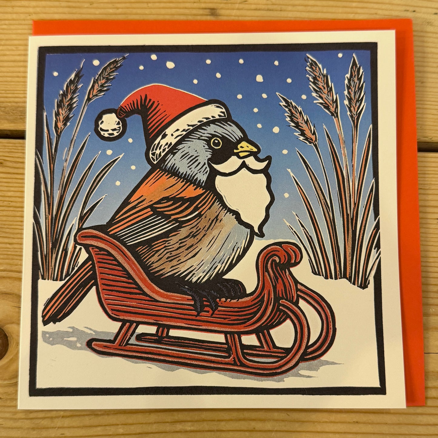 Norfolk Coast linocut design Christmas Cards & gift tags