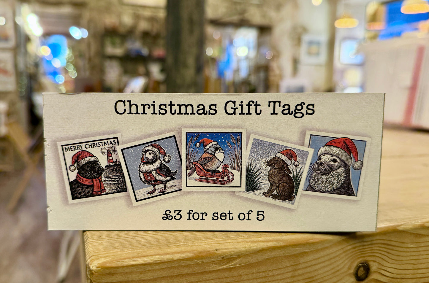 Norfolk Coast linocut design Christmas Cards & gift tags