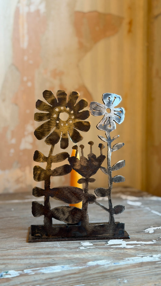 Steel Flowers Candle Holder