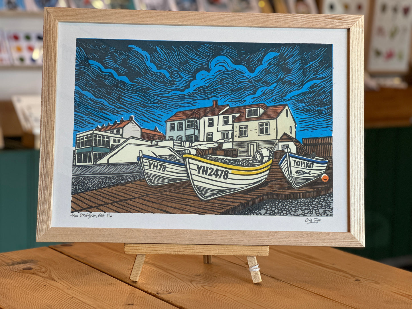 Sheringham East Slip - multi-colour linocut print - A3 - signed, limited edition