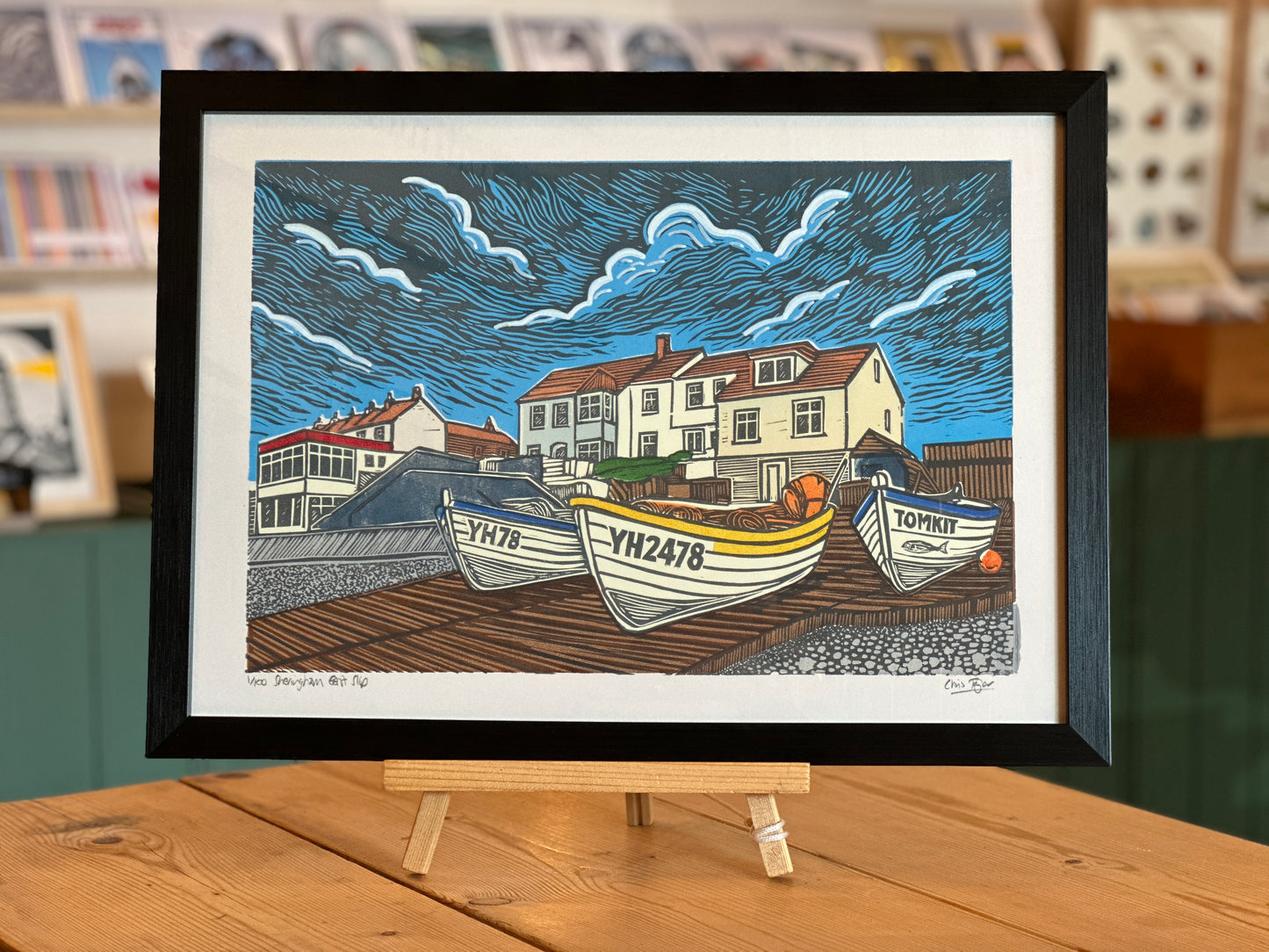 Sheringham East Slip - multi-colour linocut print - A3 - signed, limited edition