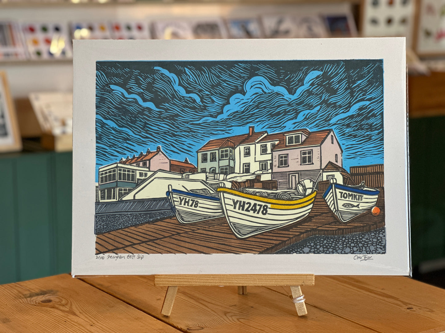 Sheringham East Slip - multi-colour linocut print - A3 - signed, limited edition