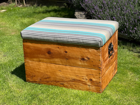 Blanket Box/Footrest - Upholstered with coastal stripes