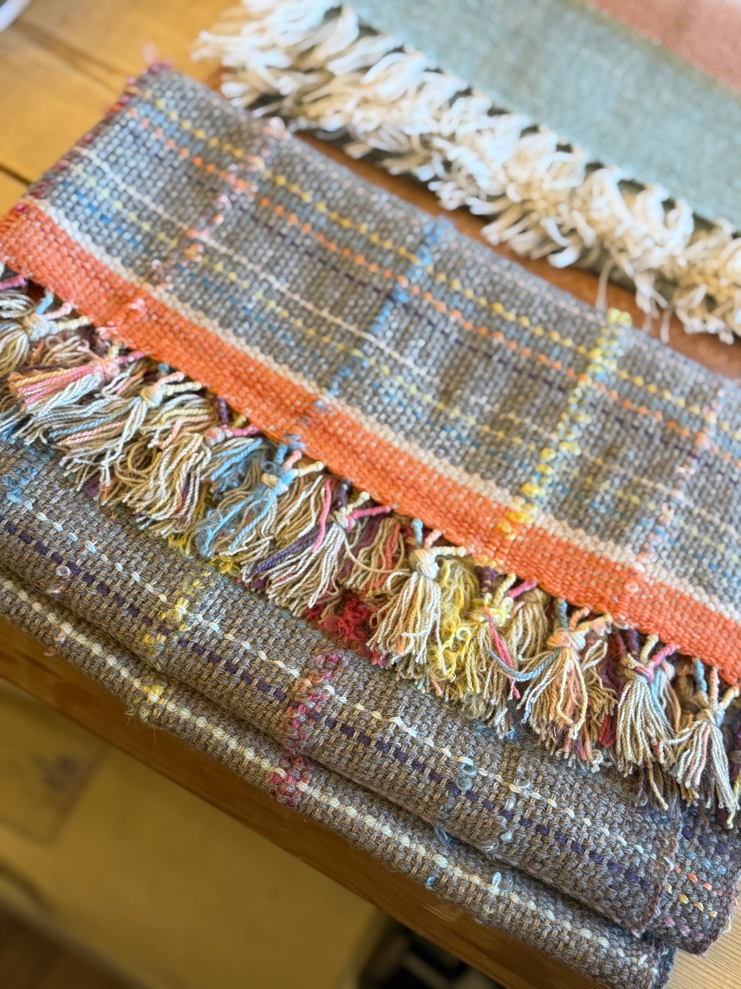 Handwoven Lambswool, Plant Dyed Shawl.