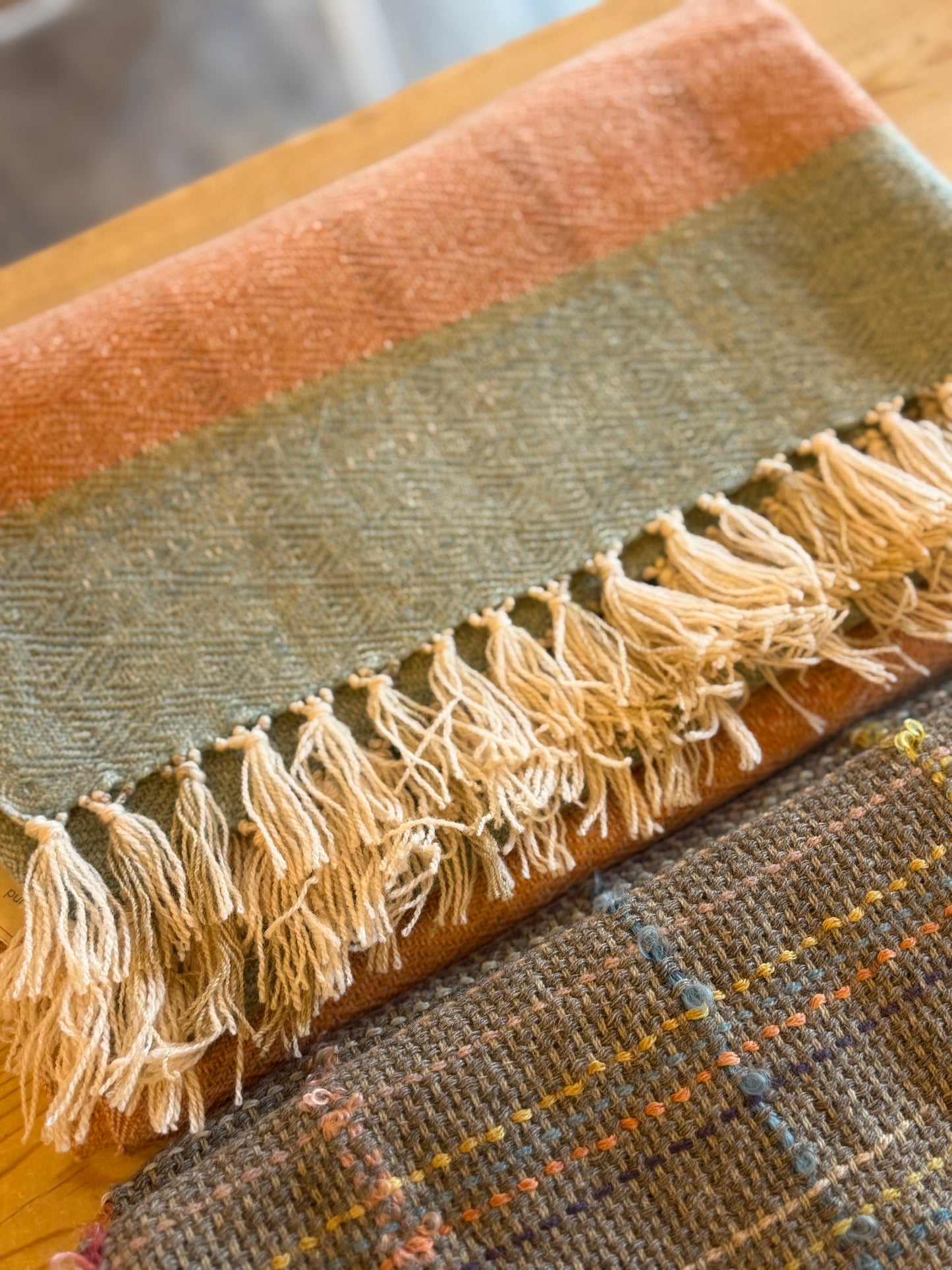 Handwoven Lambswool, Plant Dyed Shawl.