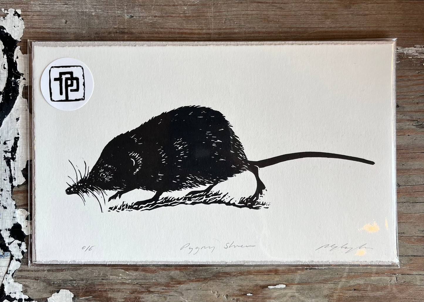 Pygmey Shrew Linocut Print