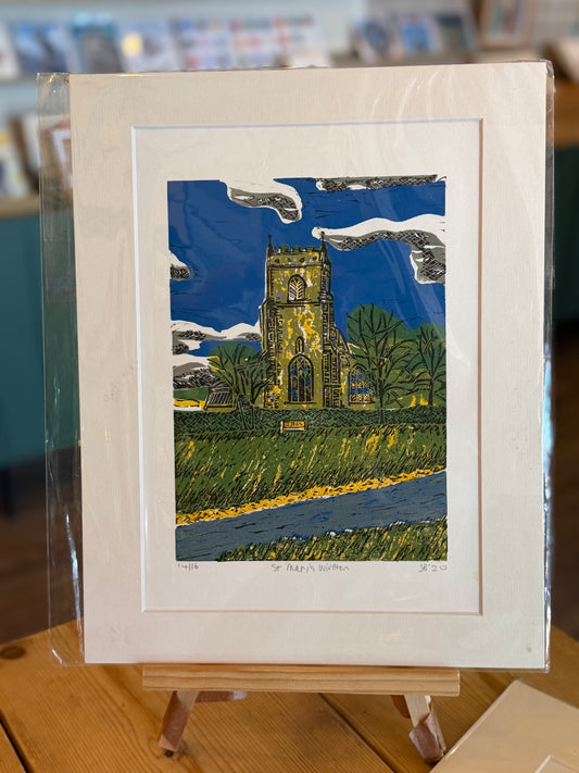 St Mary's Wiveton - Lino Print