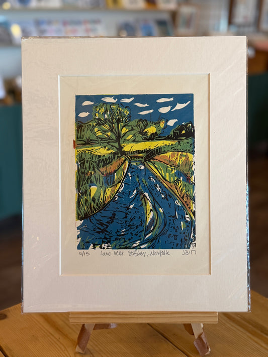 Lane Near Stiffkey-Lino Cut Print