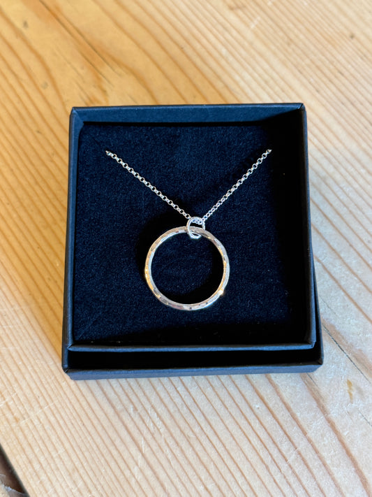 Sterling Silver 20mm Med Hammered Hoop Pendant - MB2010