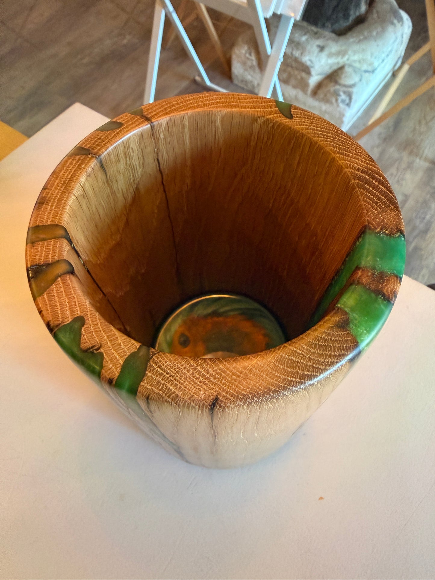 Reclaimed Oak Beam Wood & Resin Vase