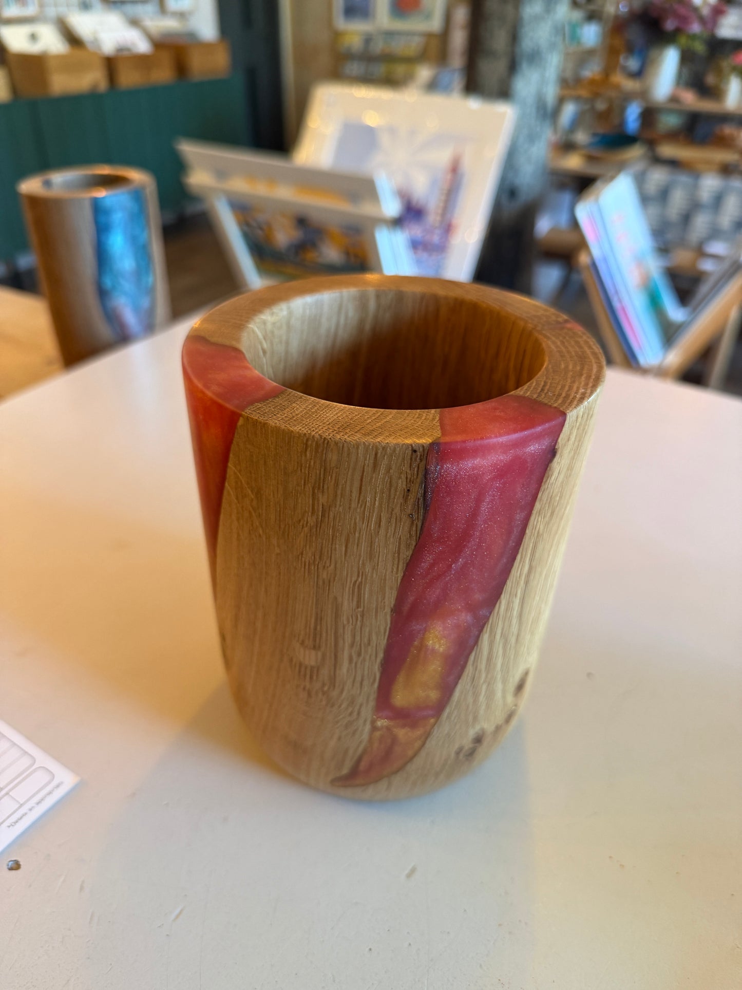 Burr Oak Wood & Resin Pot
