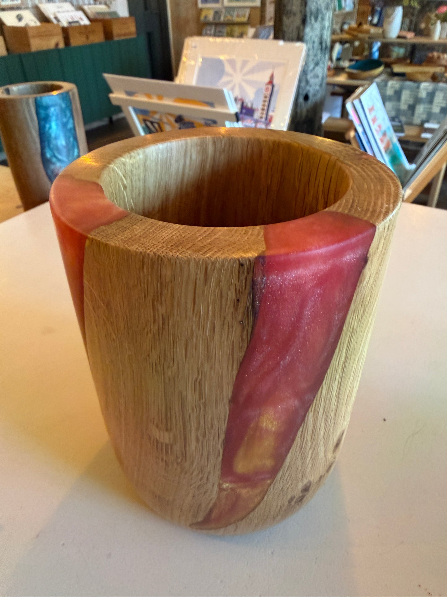 Burr Oak Wood & Resin Pot