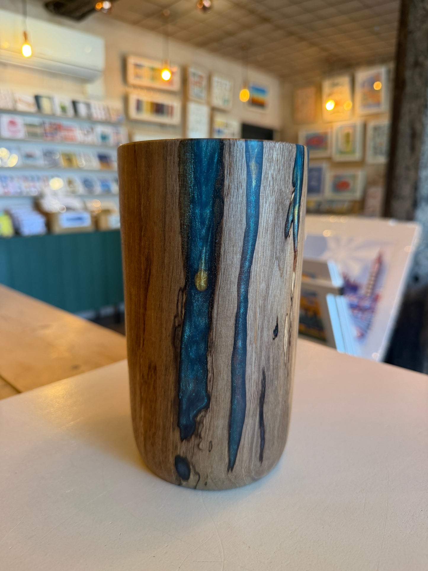 American Walnut wood & Resin Vase